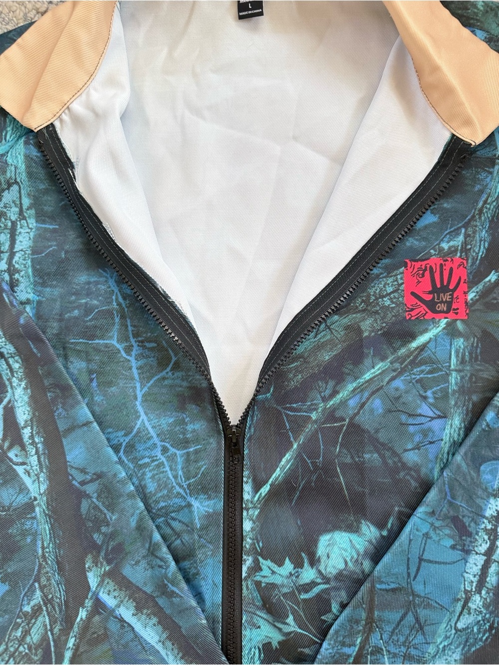 Manfinity Blue Tree Branch Camo Zip-Up Jacket Size Large - Picture 2 of 5